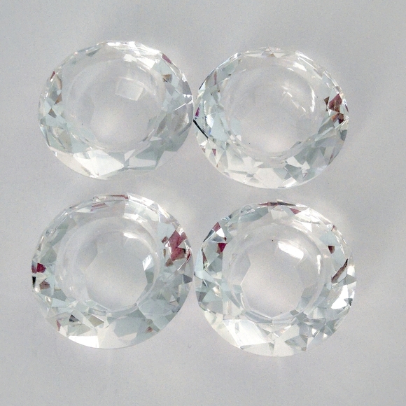Set of 4 Kate Aspen Diamond Shaped Clear Glass Votive Candle Holders - Picture 4 of 7